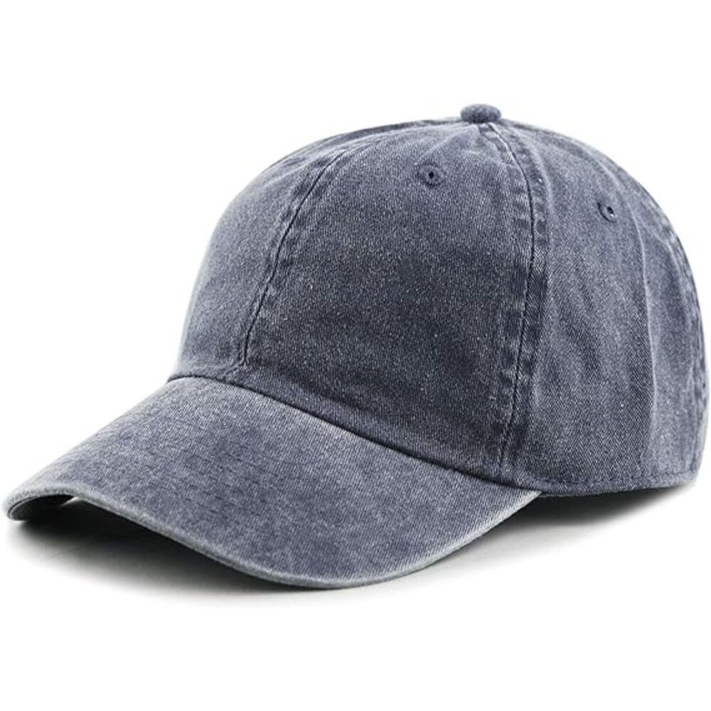 Unisex Blue 100% Cotton Pigment Adjustable Size Classic Baseball Six Panel Cap